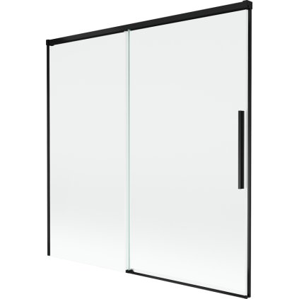 Mexen Rox, 2-krídlová posuvná vaňová zástena 160 x 150 cm, 8mm číre sklo, čierny matný profil, 8C9-160-001-70-00