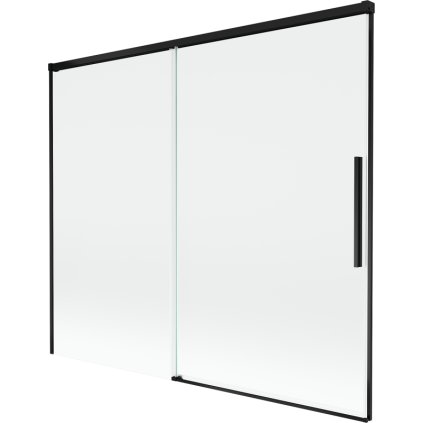 Mexen Rox, 2-krídlová posuvná vaňová zástena 180 x 150 cm, 8mm číre sklo, čierny matný profil, 8C9-180-001-70-00