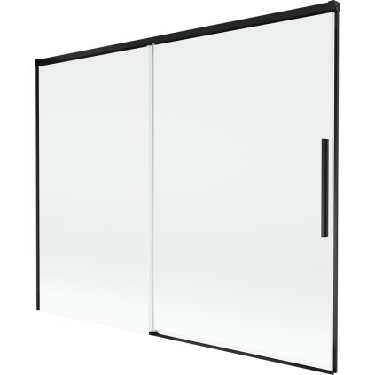 Mexen Rox, 2-krídlová posuvná vaňová zástena 190 x 150 cm, 8mm číre sklo, čierny matný profil, 8C9-190-001-70-00
