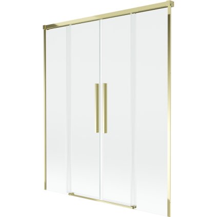 Mexen Rox, 2-krídlová posuvná vaňová zástena 140 x 150 cm, 8mm číre sklo, zlatý lesklý profil, 8C9-140-002-50-00
