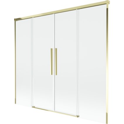 Mexen Rox, 2-krídlová posuvná vaňová zástena 180 x 150 cm, 8mm číre sklo, zlatý lesklý profil, 8C9-180-002-50-00
