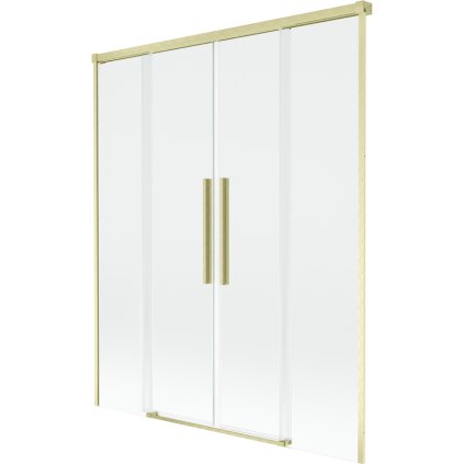 Mexen Rox, 2-krídlová posuvná vaňová zástena 140 x 150 cm, 8mm číre sklo, zlatý matný profil, 8C9-140-002-55-00
