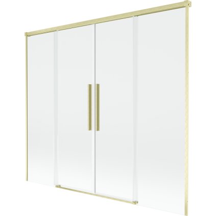 Mexen Rox, 2-krídlová posuvná vaňová zástena 180 x 150 cm, 8mm číre sklo, zlatý matný profil, 8C9-180-002-55-00