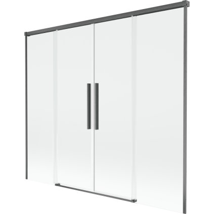 Mexen Rox, 2-krídlová posuvná vaňová zástena 180 x 150 cm, 8mm číre sklo, brúsený grafit profil, 8C9-180-002-66-00
