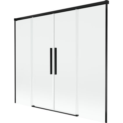 Mexen Rox, 2-krídlová posuvná vaňová zástena 180 x 150 cm, 8mm číre sklo, čierny matný profil, 8C9-180-002-70-00