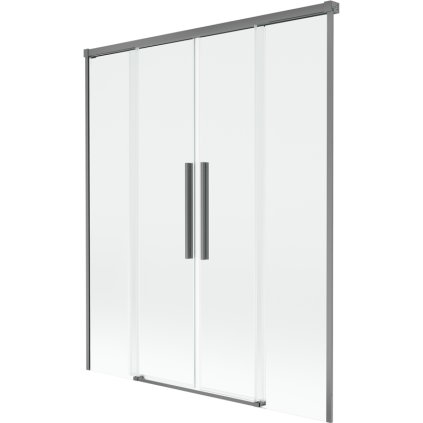 Mexen Rox, 2-krídlová posuvná vaňová zástena 160 x 150 cm, 8mm číre sklo, grafitový profil, 8C9-160-002-95-00