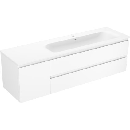 Mexen Orio, kúpeľňová skrinka 160 cm s pravým umývadlom Vela, 2S, 1D, biela matná, 91A13-16047-3-BBFFFF01-W23P01