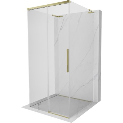 Mexen Rox-3SL, 3-stenný posuvný sprchový kút 110 x 110 cm, číre sklo, zlatý profil, 8C2L-110-110-50-00-3S