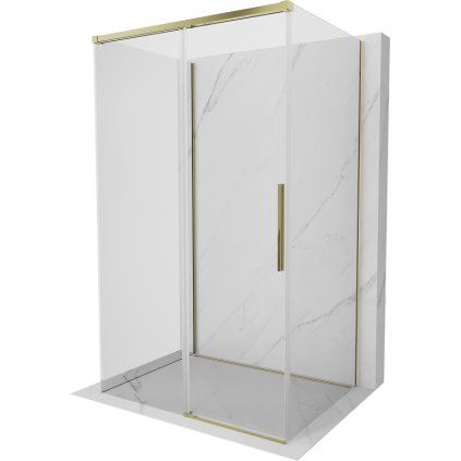 Mexen Rox-3S, 3-stenný sprchový kút 125 x 120 cm, 8mm číre sklo, zlatý profil, 8C2-125-120-50-00-3S