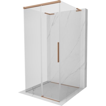 Mexen Rox-3SL, 3-stenný nadstavec na sprchový kút 95 x 95 cm, 8mm číre sklo, medený matný profil, 8C2L-095-095-65-00-3S