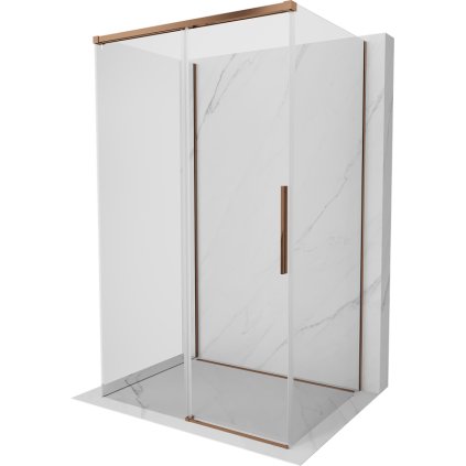Mexen Rox-3S, 3-stenný sprchový kút 135 x 70 cm, 8mm číre sklo, ružové zlato profil, 8C2-135-070-60-00-3S