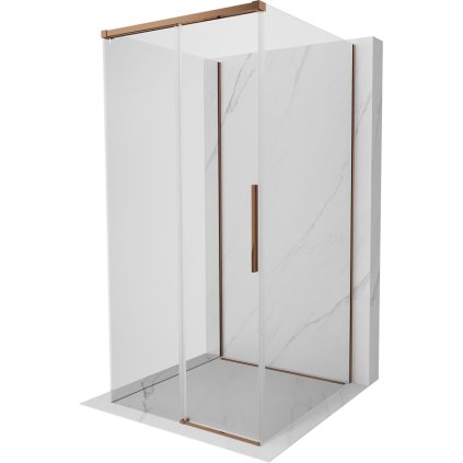Mexen Rox-3S, 3-stenný sprchový kút 95 x 95 cm, 8mm číre sklo, ružové zlato profil, 8C2-095-095-60-00-3S
