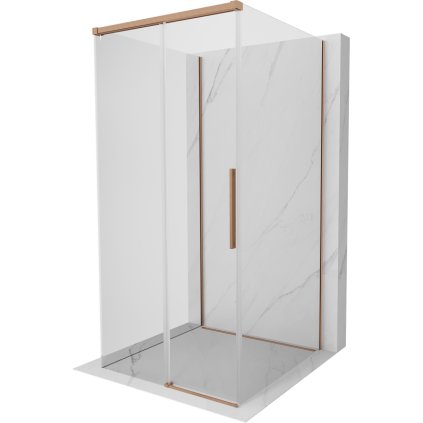 Mexen Rox-3S, 3-stenný posuvný sprchový kút 110 x 110 cm, 8mm číre sklo, medený matný profil, 8C2-110-110-65-00-3S