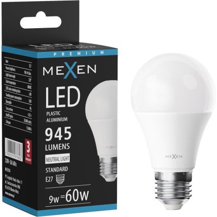 Mexen Nova, LED žiarovka E27, A60, 9W, neutrálna - 4000K, 945 lm - L100-E27-0940-01