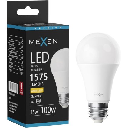 Mexen Nova, LED žiarovka E27, A60, 15W, teplá - 3000K, 1575 lm - L100-E27-1530-01