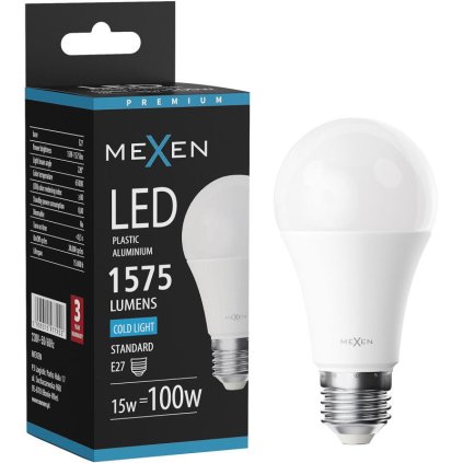Mexen Nova, LED žiarovka E27, A60, 15W, studená - 6500K, 1575 lm - L100-E27-1565-01