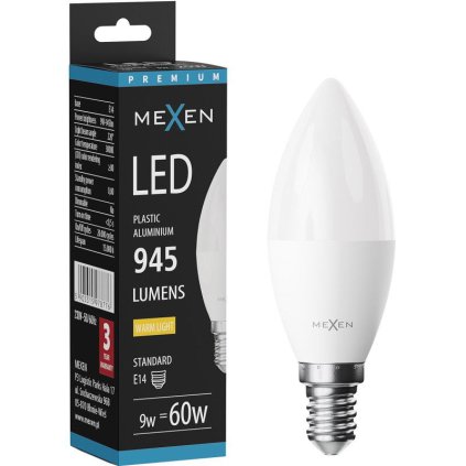 Mexen Nova, LED žiarovka E14, C37, 8W, teplá - 3000K, 840 lm - L102-E14-0830-01