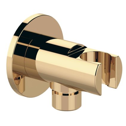 Sapho, Držiak sprchy guľatý, pevný, s vyústením, zlato, 1205-0917