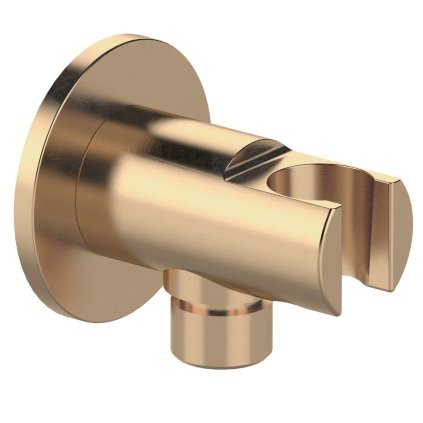 Sapho, Držiak sprchy guľatý, pevný, s vyústením, zlato mat, 1205-0919