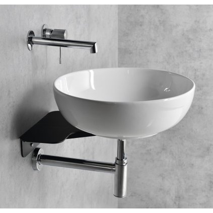 Sapho, TETRIS umývadlo s držiakom pre podomietkovou batériu, čierna matná, TZ429-01