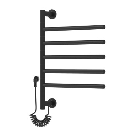 Gamma Awry, elektrický kúpeľňový radiátor s otočnými ramenami 516x622 mm, 75W, čierna, GMA-AWRY-622516-BK