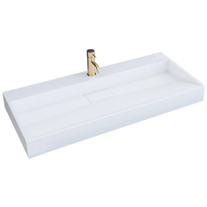 Rea Goya, umývadlo na dosku 100x46x14 cm, konglomerát, biela lesklá, REA-U8903