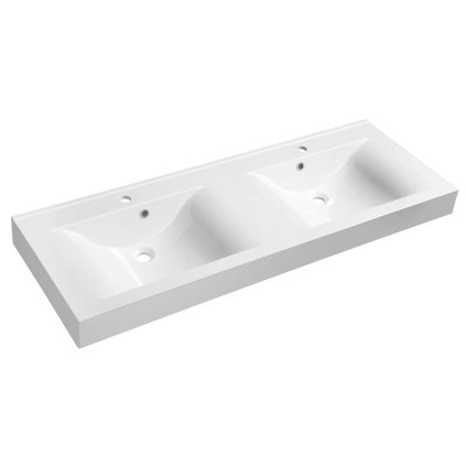 Sapho, FLAVIA dvojumývadlo 140x50cm, liaty mramor, biela, 68141