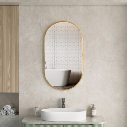 ErgaOvalMirror50x90cmGoldFrame 1