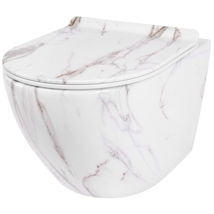 Rea CARLOS Aiax - závesná WC misa Rimless 49x37 s pomaly-padajúcim sedátkom, biela, REA-C6385