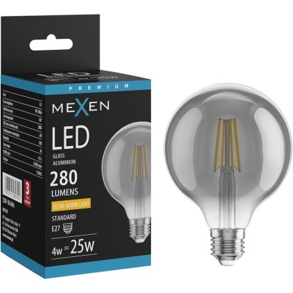 Mexen Vintis, LED žiarovka E27, G95, 4W, Teplá - 2200K, 280 lm, dymová - L157-E27-0422-70