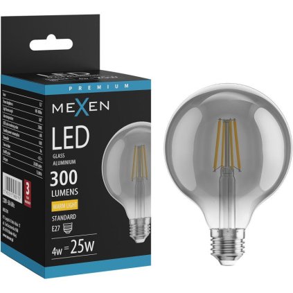 Mexen Vintis, LED žiarovka E27, G95, 4W, Teplá - 2700K, 300 lm, dymová - L157-E27-0427-70