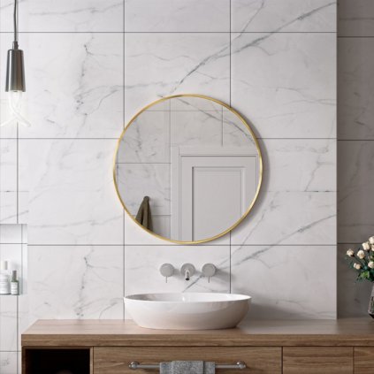 ErgaRoundMirror70x70cmGodenFrame 1