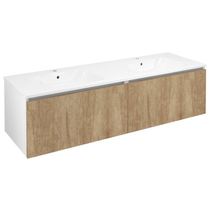 Sapho, LOREA skrinka 140x46x51,5cm (70+70cm), dub alabama/biela matná, LE070-2231-02