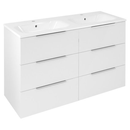 Sapho, CIRASA umývadlová skrinka 118,4x75x46cm, 3x zásuvka, biela lesk, CR121-3030-31