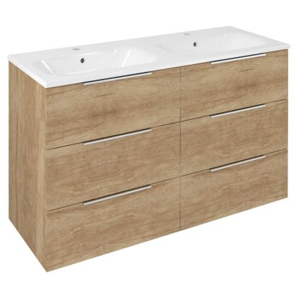 Sapho, CIRASA umývadlová skrinka 118,4x75x46cm, 3x zásuvka, dub alabama, CR121-2222-31