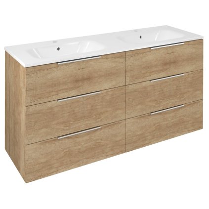 Sapho, CIRASA umývadlová skrinka 139,6x75x46cm, 3x zásuvka, dub alabama, CR141-2222-31