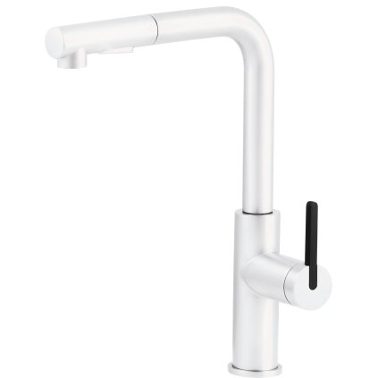 Deante Momi, drezová batéria s výsuvným výtokom h-348, biela matná, DEA-BKM_A73M