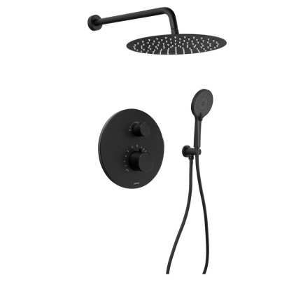 Sapho, Podomietkový sprchový set s termostatickou batériou, box, 2 výstupy, čierna mat, RH396B-01