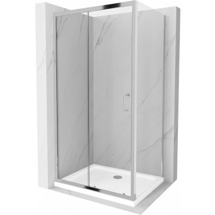 Mexen APIA, sprchový kút s posuvnými dverami 120 (dvere) x 100 (stena) cm, 5mm číre sklo, chrómový profil + slim sprchová vanička 5cm, 840-120-100-01-00-4010