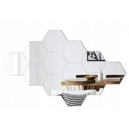 Tutumi, 6-hranné dekoratívne zrkadlo Hexagon sada 8 kusov 380515, HOM-06520
