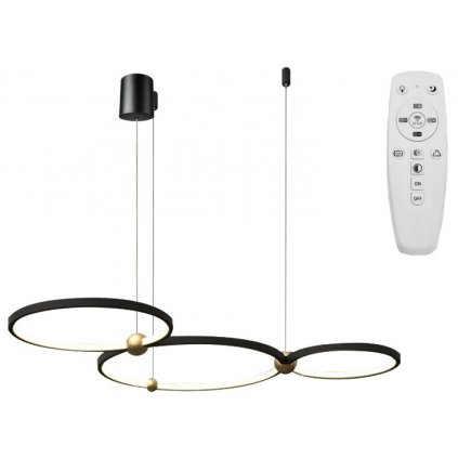 Toolight - Ring 30-40-50, LED závesné svietidlo + diaľkové ovládanie APP752-30-40-50, čierna, OSW-08889