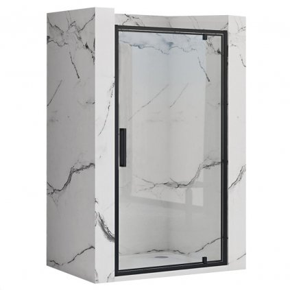 Rea Rapid Swing, jednokrídlové výklopné sprchové dvere 80 x 195 cm, 6mm číre sklo, čierny profil, REA-K6408