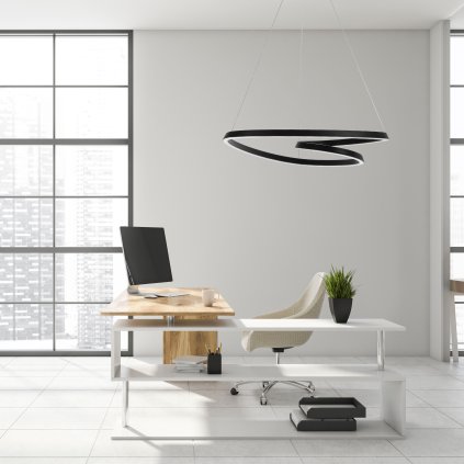 Toolight, Moderné LED závesné stropné svietidlo + diaľkový ovládač APP796-CP, čierna, OSW-05502