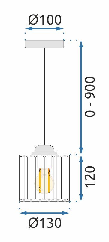 Toolight, Krištáľová závesná lampa E27 60W APP511-1CP, čierna, OSW-08551