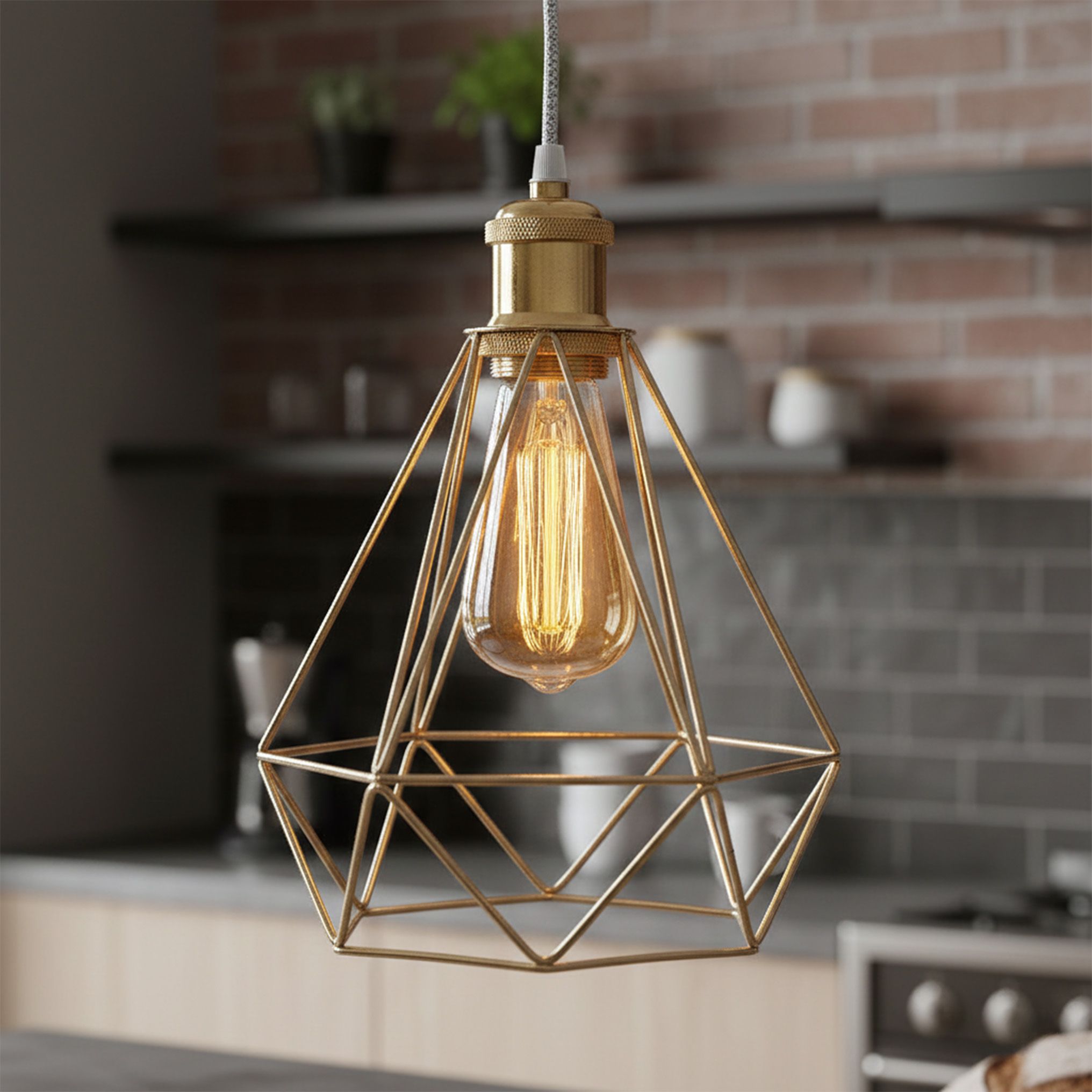 Toolight - Závesná lampa kovová 392197, zlatá, OSW-09680