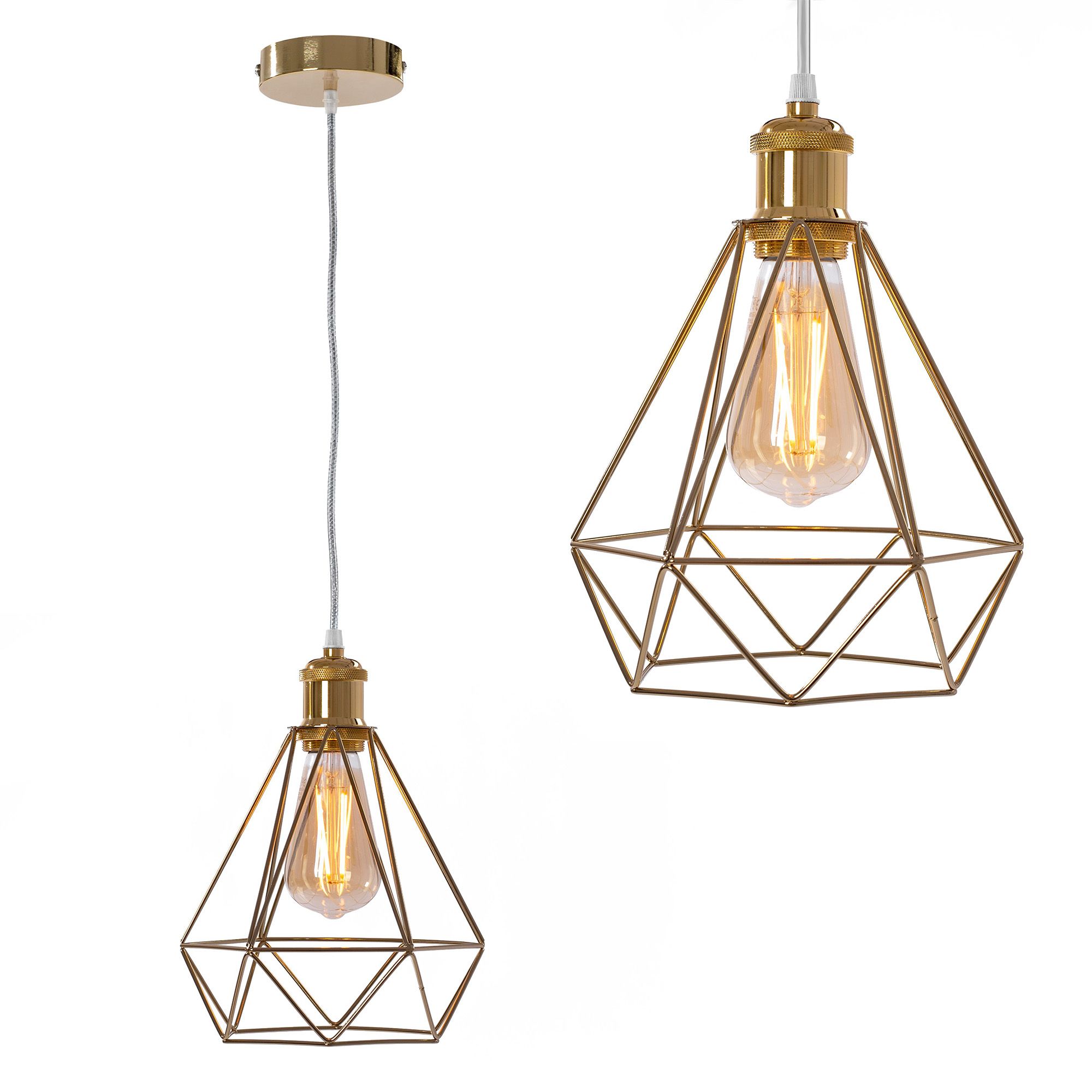 Toolight - Závesná lampa kovová 392197, zlatá, OSW-09680