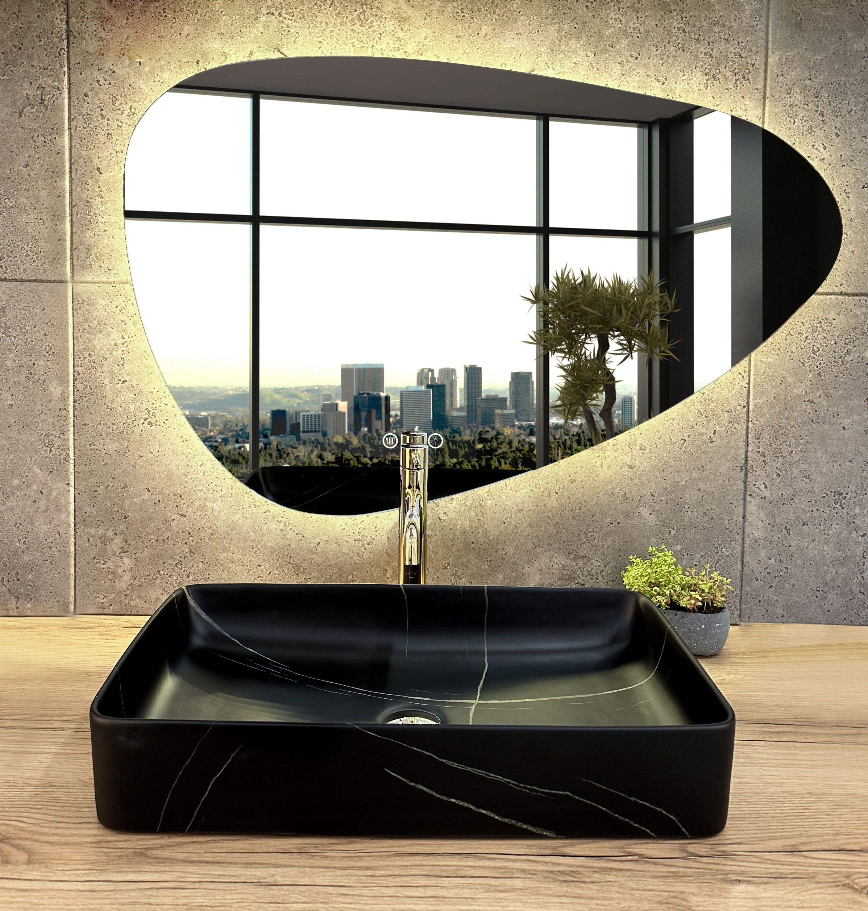 Rea Denis Black Stone umývadlo, 62 x 35 cm, čierna, REA-U6510
