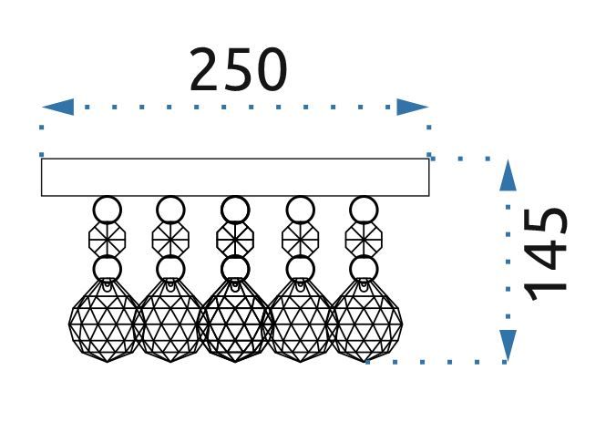 Toolight - Krištáľové závesné svietidlo G9 3x40W APP1038-C, zlatá, OSW-06821