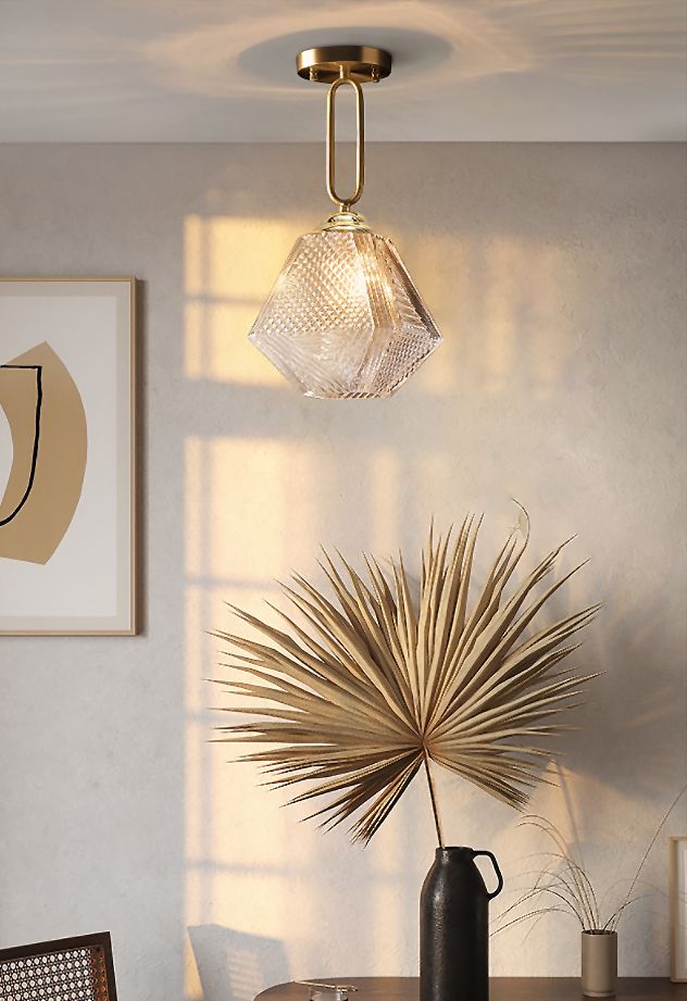 Toolight - stropná sklenená lampa Retro Vintage E27 60W APP1025-1CP, zlatá, OSW-09483