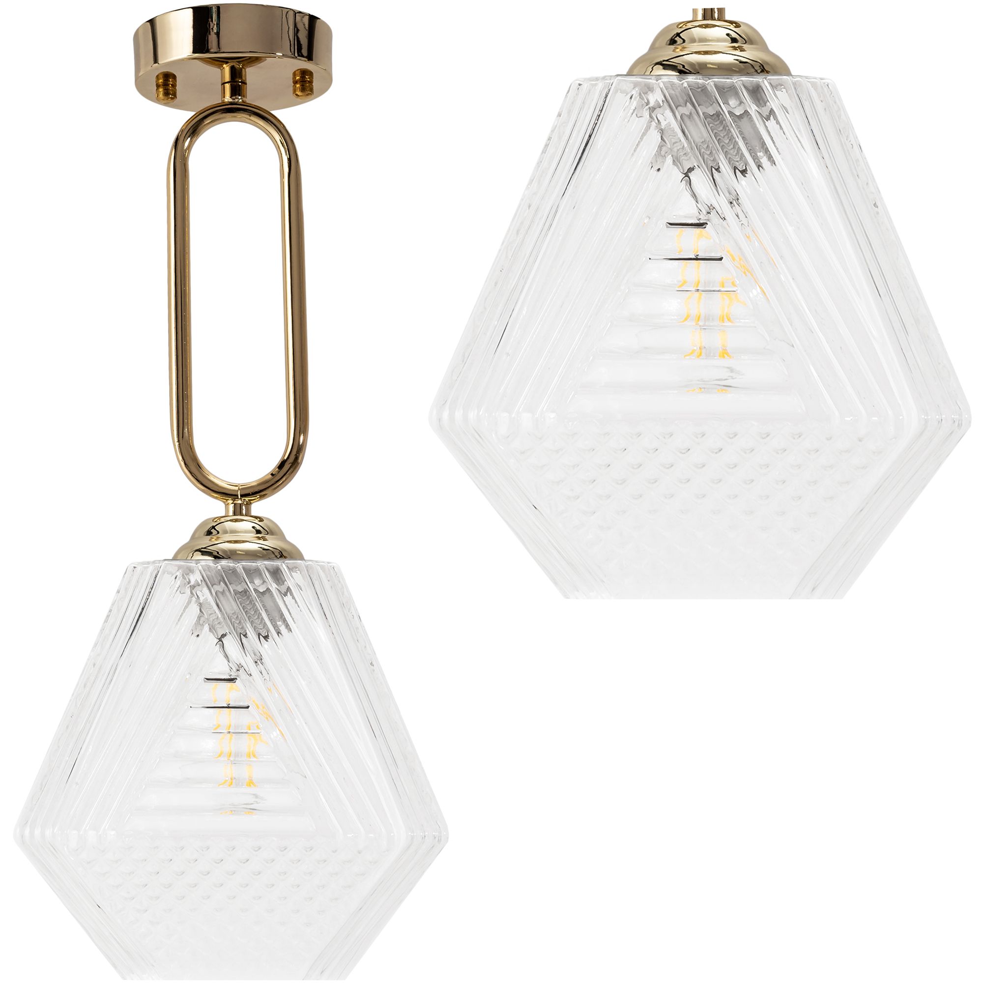 Toolight - stropná sklenená lampa Retro Vintage E27 60W APP1025-1CP, zlatá, OSW-09483